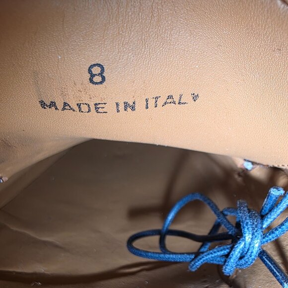 Paul Fredrick Navy Blue White Leather Wingtip Derby Oxfords Mens 8 Dress Shoes - Picture 8 of 10